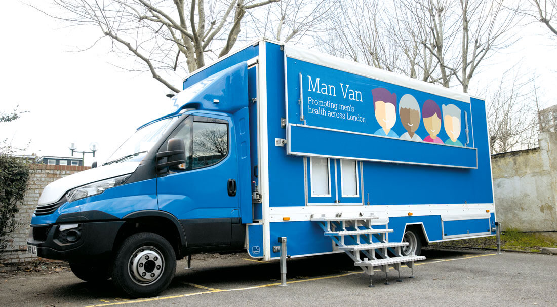 Photo of the Man Van – Promoting Men’s Health across London for Royal Marsden NHS Foundation Trust. 